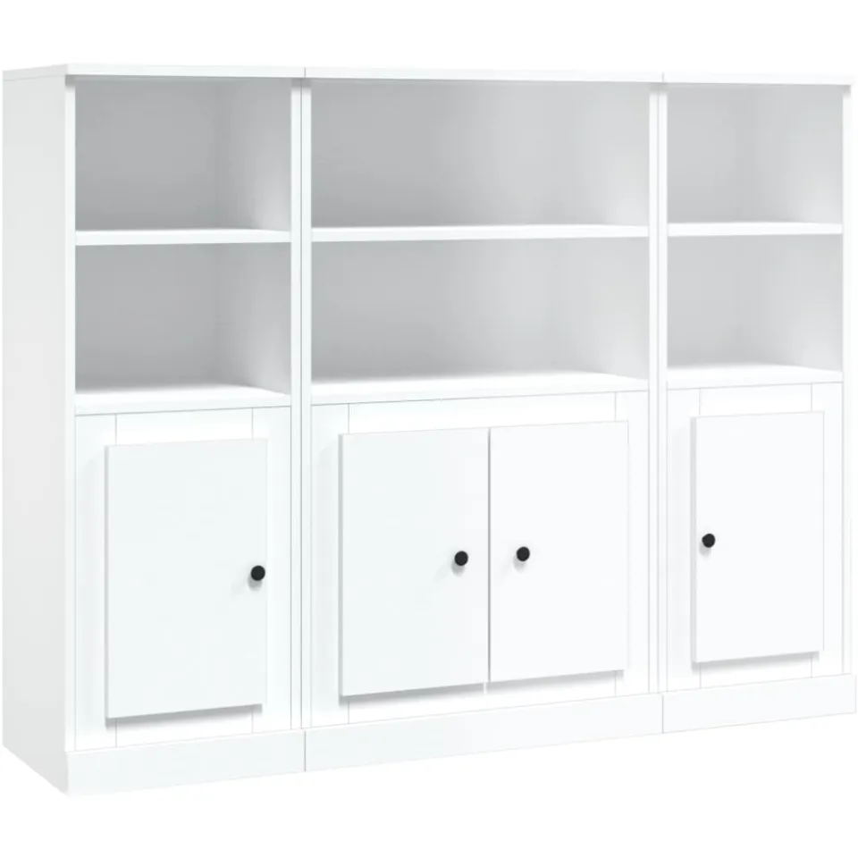 vidaXL Hoge kasten 3 st bewerkt hout wit