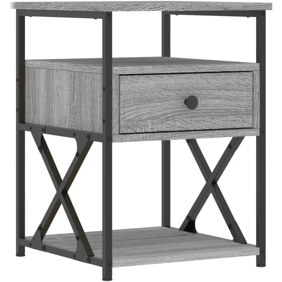 vidaXL Nachtkastjes 2 st 40x42x55 cm bewerkt hout grijs sonoma eiken