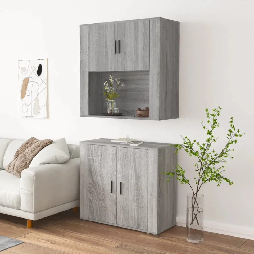 vidaXL Hoge kast bewerkt hout grijs sonoma eikenkleurig, foto 4