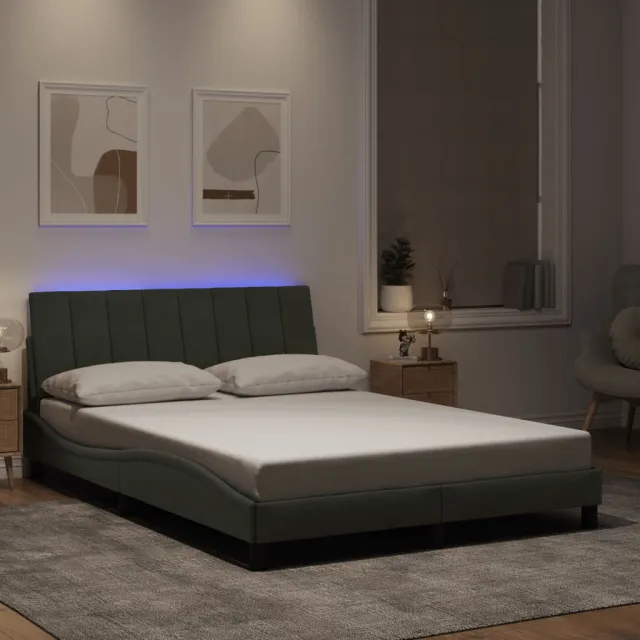 vidaXL Bedframe met LED zonder matras "Hanko" lichtgrijs 140x200 cm