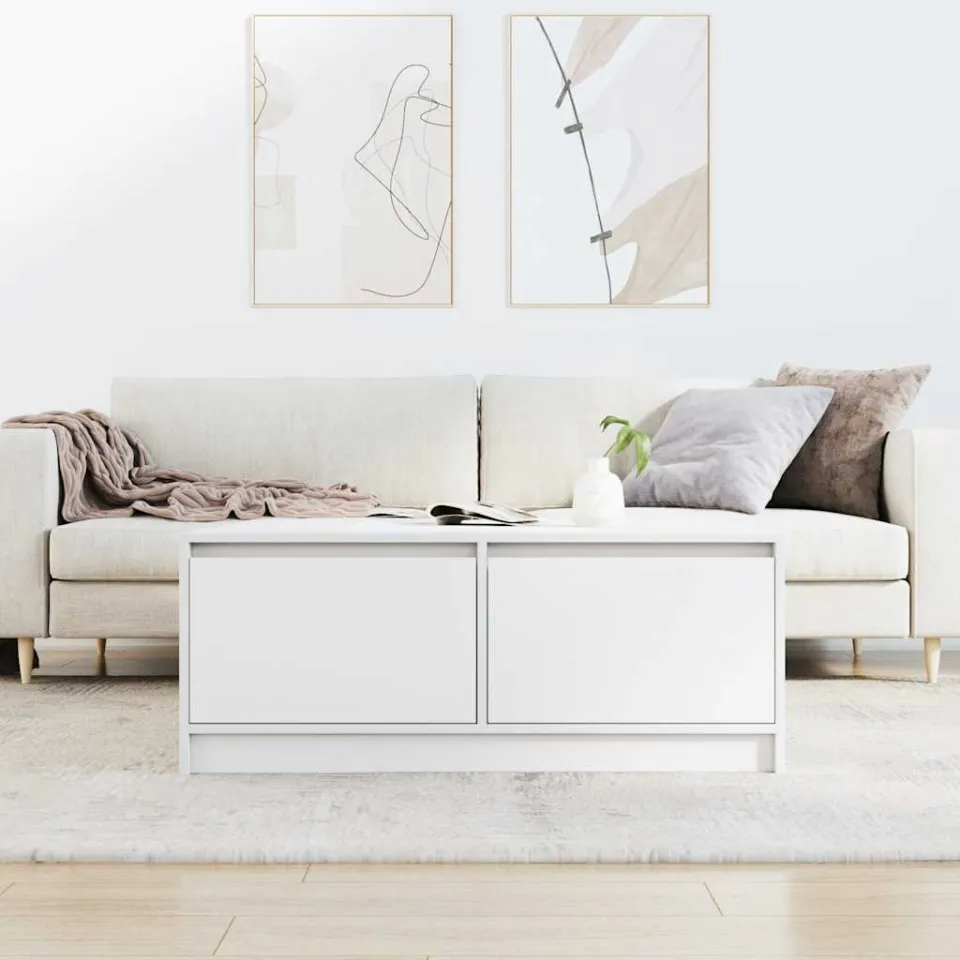 vidaXL Salontafel met lades 100x100x40 cm wit, foto 2