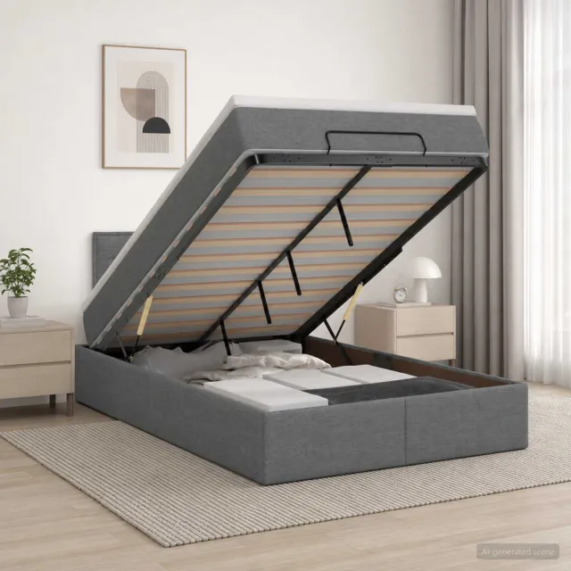 vidaXL Ottoman bed met matras Donkergrijs 120 x 190 cm Stof