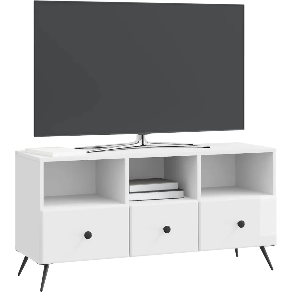 vidaXL TV-kast met lade Hoogglans Wit 102 x 34,5 x 50 cm Bewerkt hout, foto 3