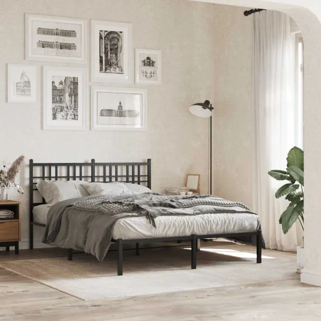 vidaXL Bedframe met hoofdbord metaal zwart 120x200 cm