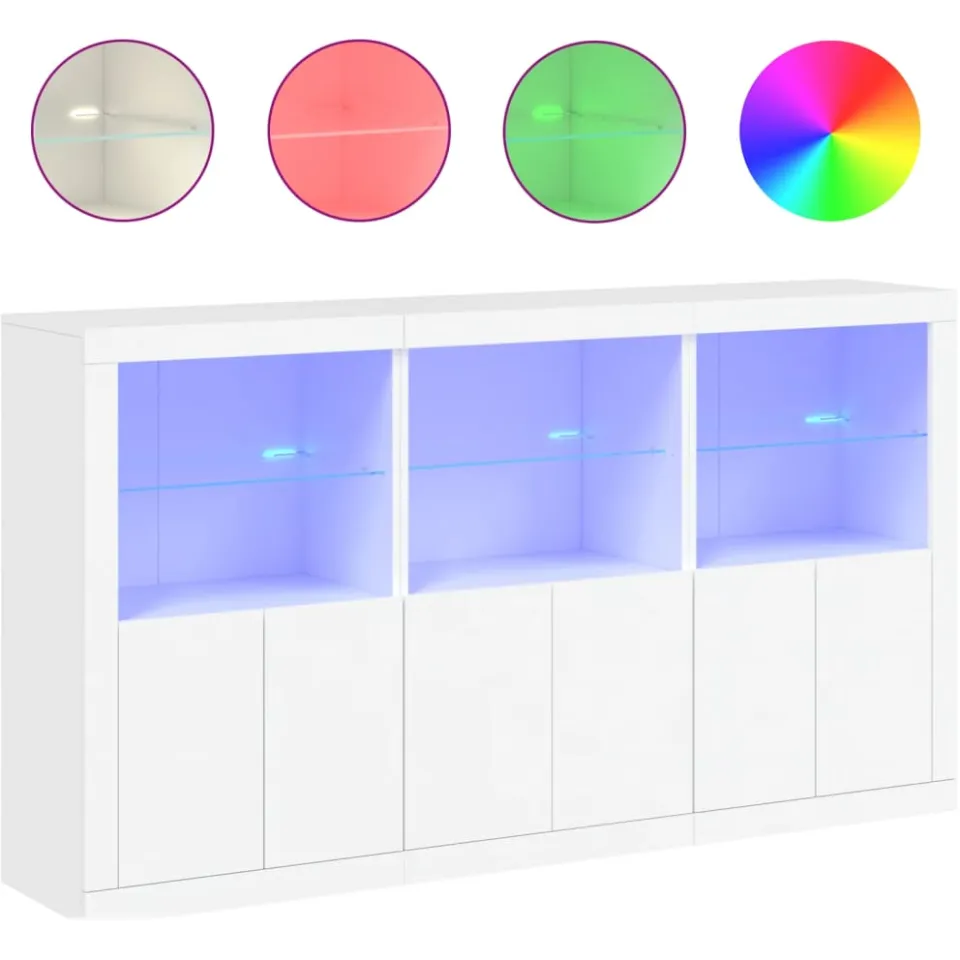 vidaXL Dressoir met LED-verlichting 181,5x37x100 cm wit, foto 3