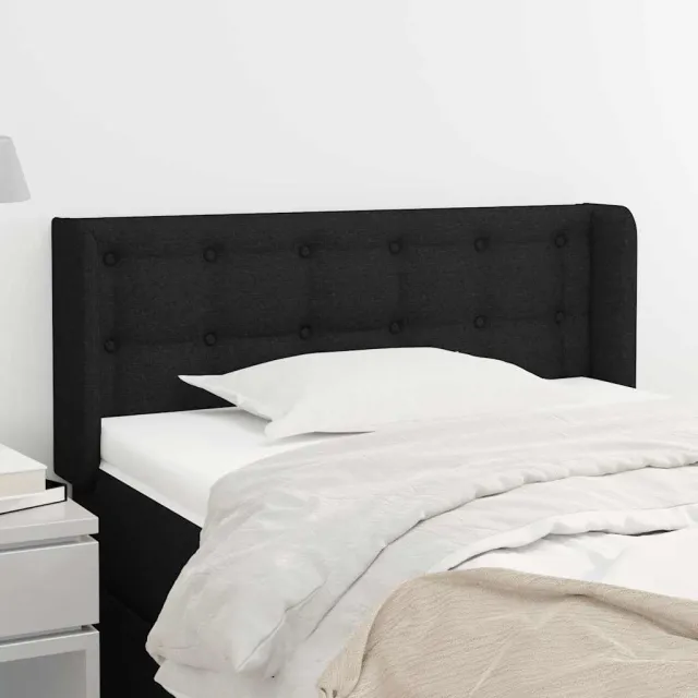 vidaXL Hoofdbord met randen 103x16x78/88 cm stof zwart