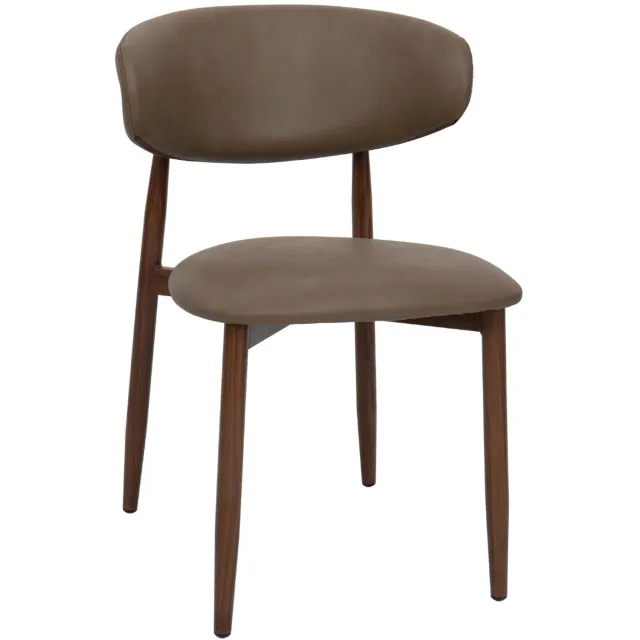 Giga Meubel Eetkamerstoel Alexia - Taupe/Walnoot - PU Leer - Set van 2