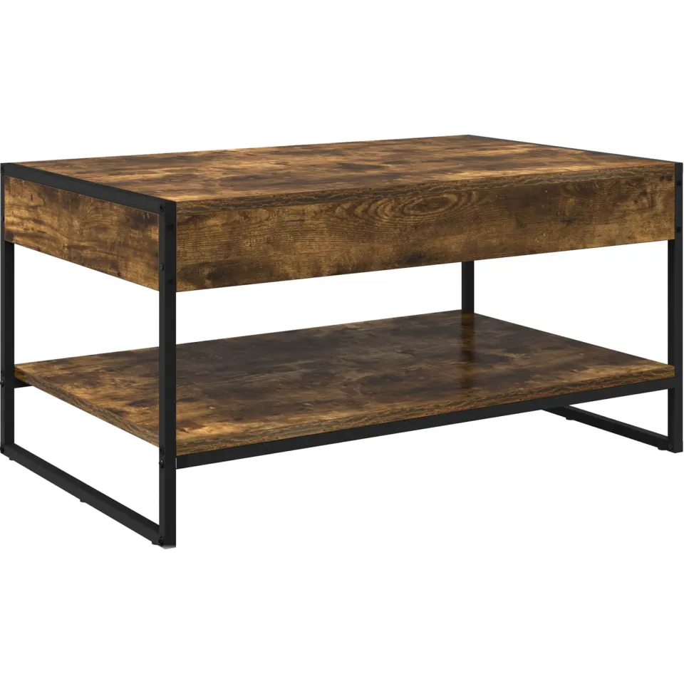 vidaXL Salontafel Rook Eik 80 x 50 x 40 cm Bewerkt hout bruin, foto 3
