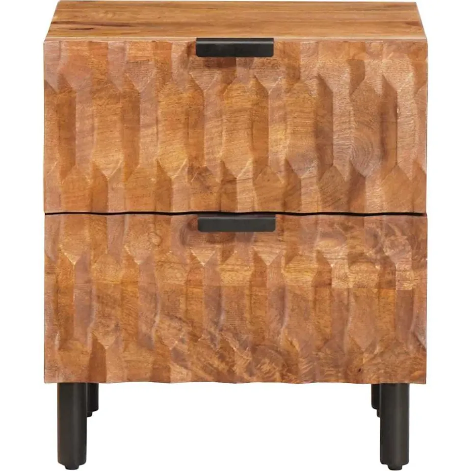 vidaXL Nachtkastje met lade Bruin 40 x 33 x 46 cm Massief Mango Hout, foto 3
