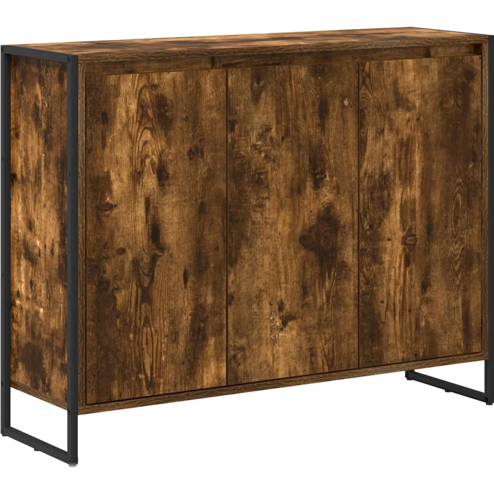 vidaXL Bijzetkast Gerookt eiken 96,5 x 30 x 75 cm Bewerkt hout, foto 3