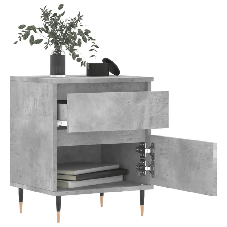 vidaXL Nachtkastjes 2 st 40x35x50 cm bewerkt hout betongrijs grijs, foto 3