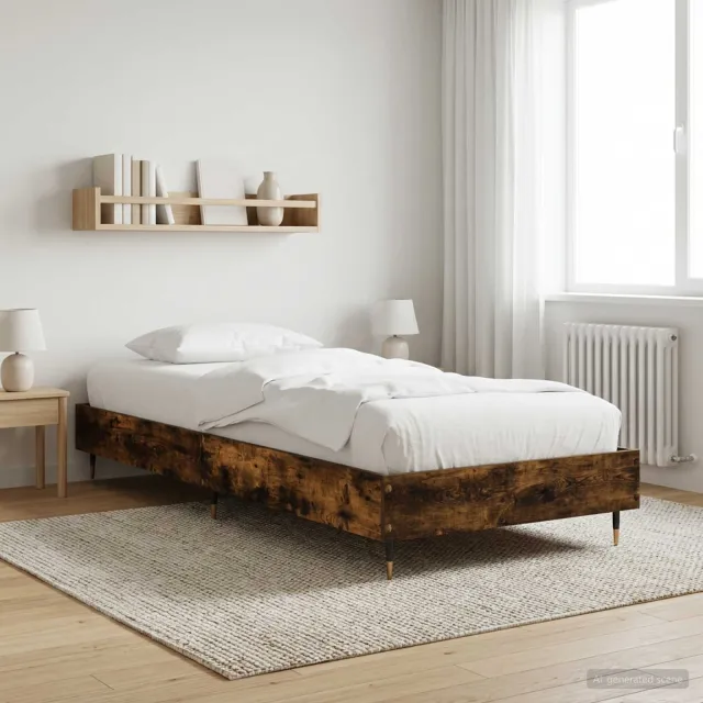vidaXL Bedframe Gerookt eiken 80 x 200 cm Bewerkt hout Bruin