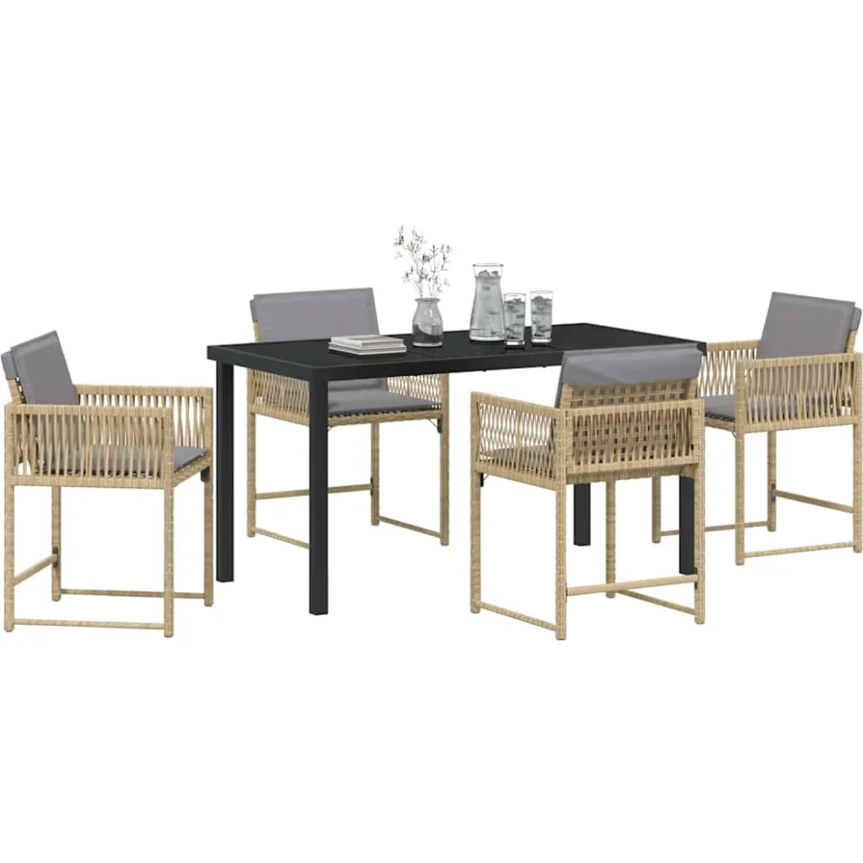 vidaXL Tuin eettafelset 5 st Beige poly rattan