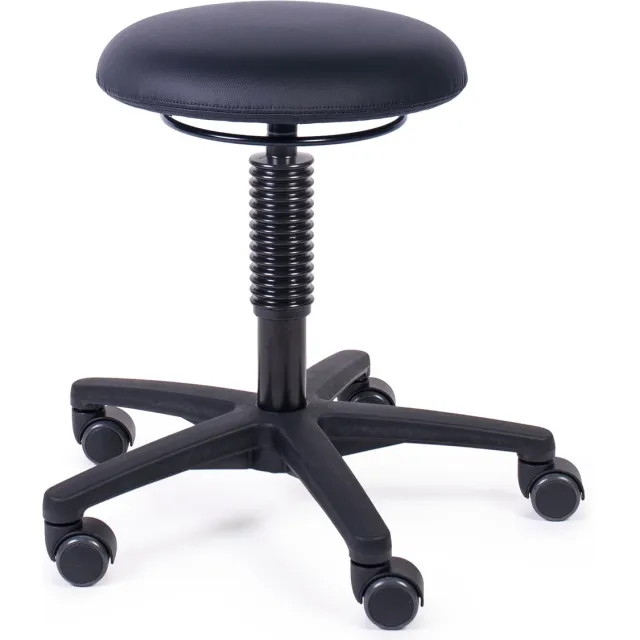 #N MTM STOELEN - Kruk LOKI 160-N op wielen - zithoogte 47/63 cm - ronde comfortabele zitting zwart kunstleer - multi inzetbaar