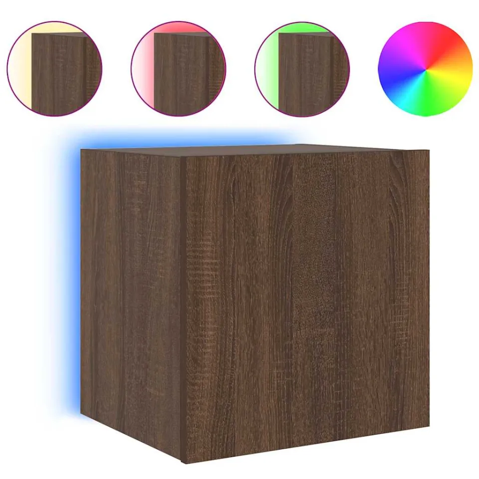 vidaXL Tv-wandmeubel met LED-verlichting 40,5x35x40 cm bruineikenkleur, foto 3