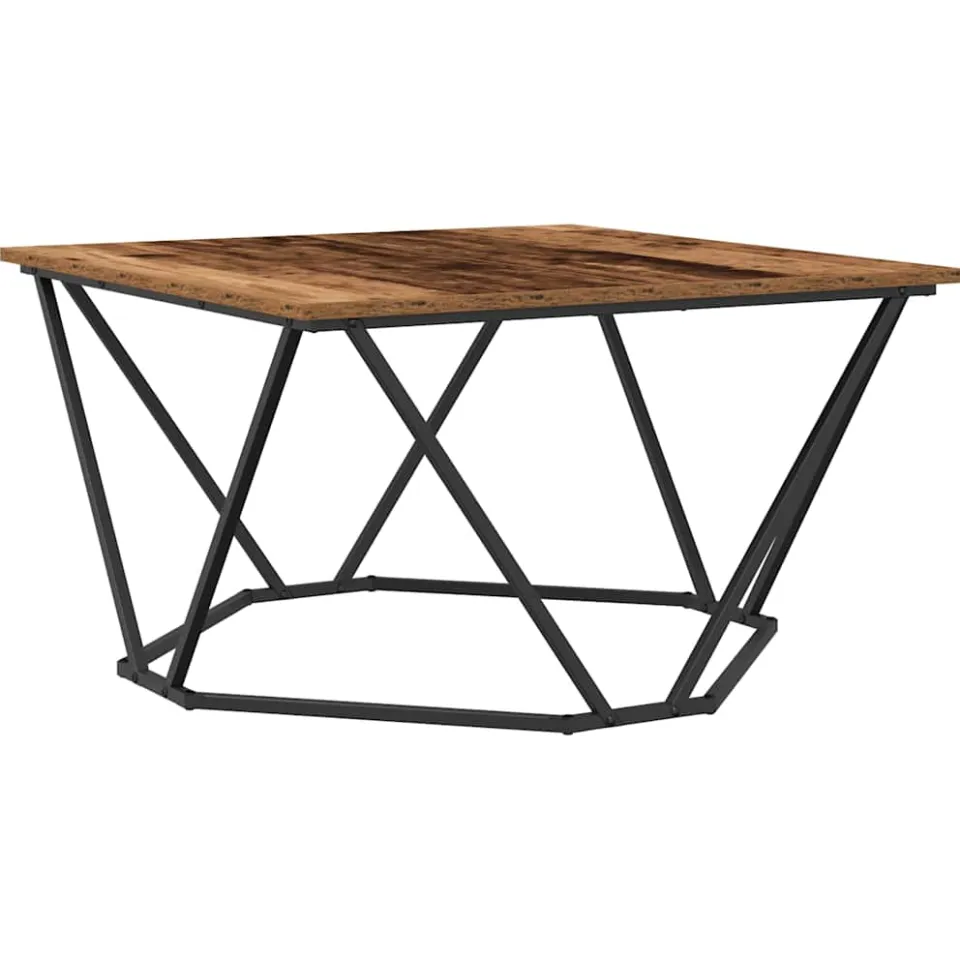 vidaXL Salontafel Oud Hout 80 x 80 x 45 cm Engineered hout en staal, foto 3