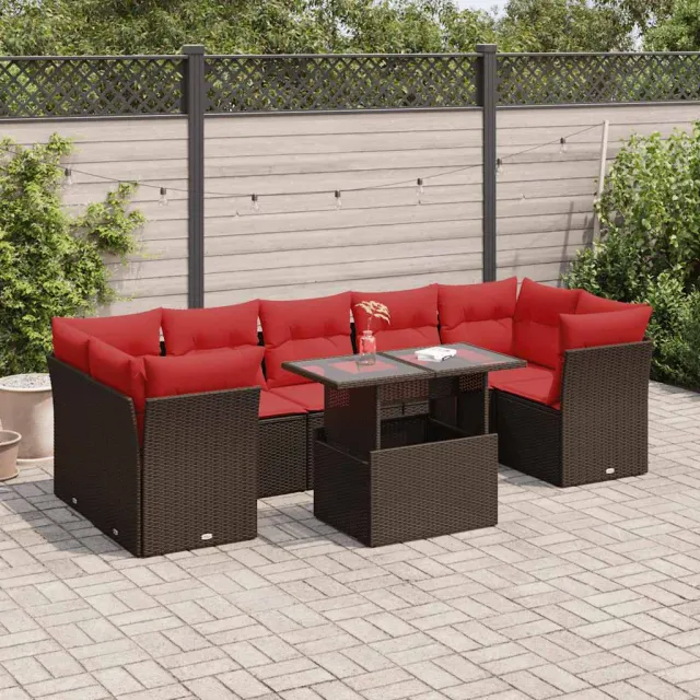 vidaXL 8-delige Loungeset met kussens poly rattan acacia bruin, foto 2