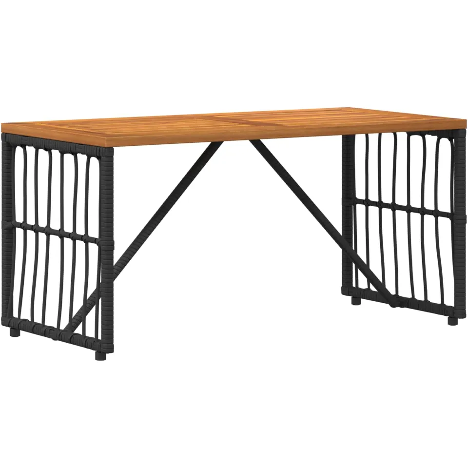 vidaXL Buiten Tafel Zwart 80 x 40 x 40 cm Staal en Poly Rattan, foto 3