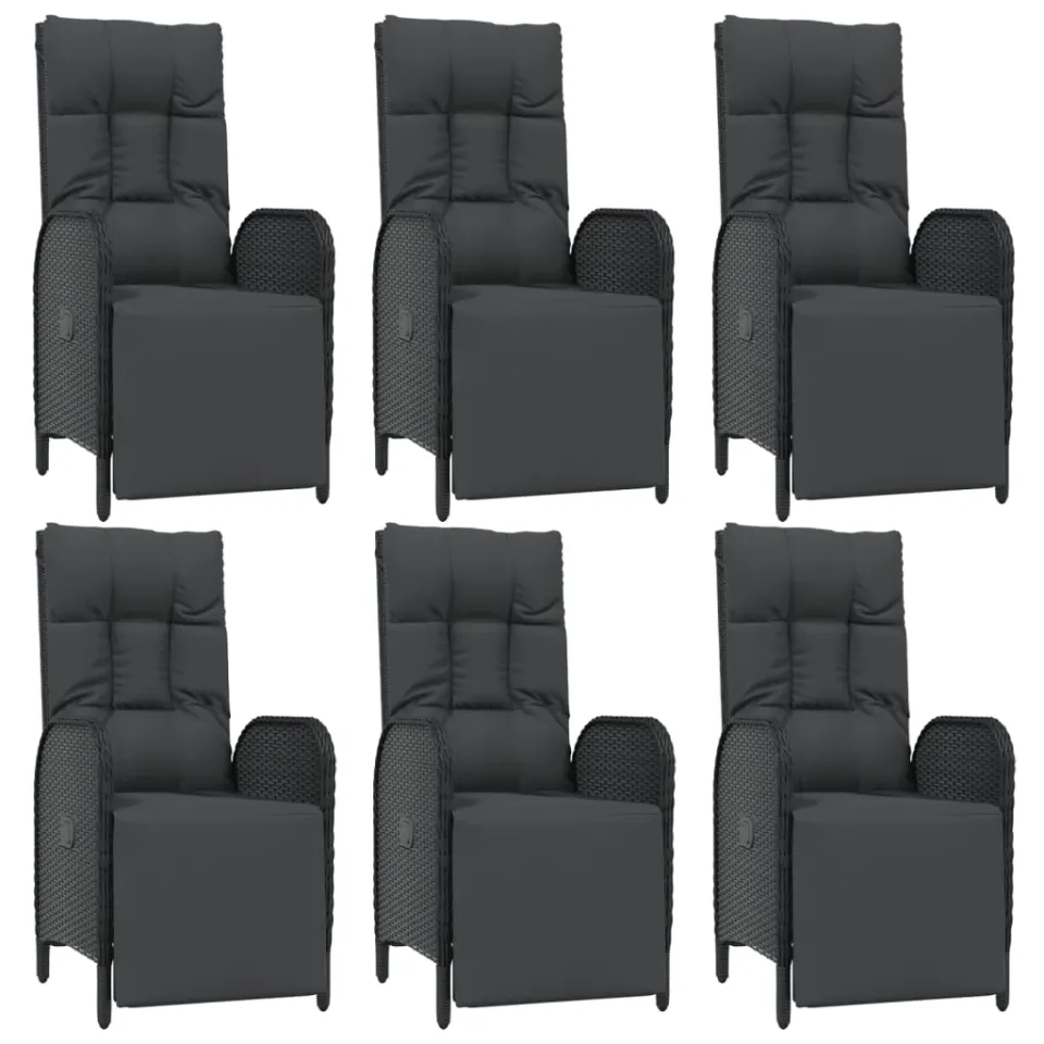 vidaXL 7-delige Tuinset met kussens poly rattan zwart, foto 3