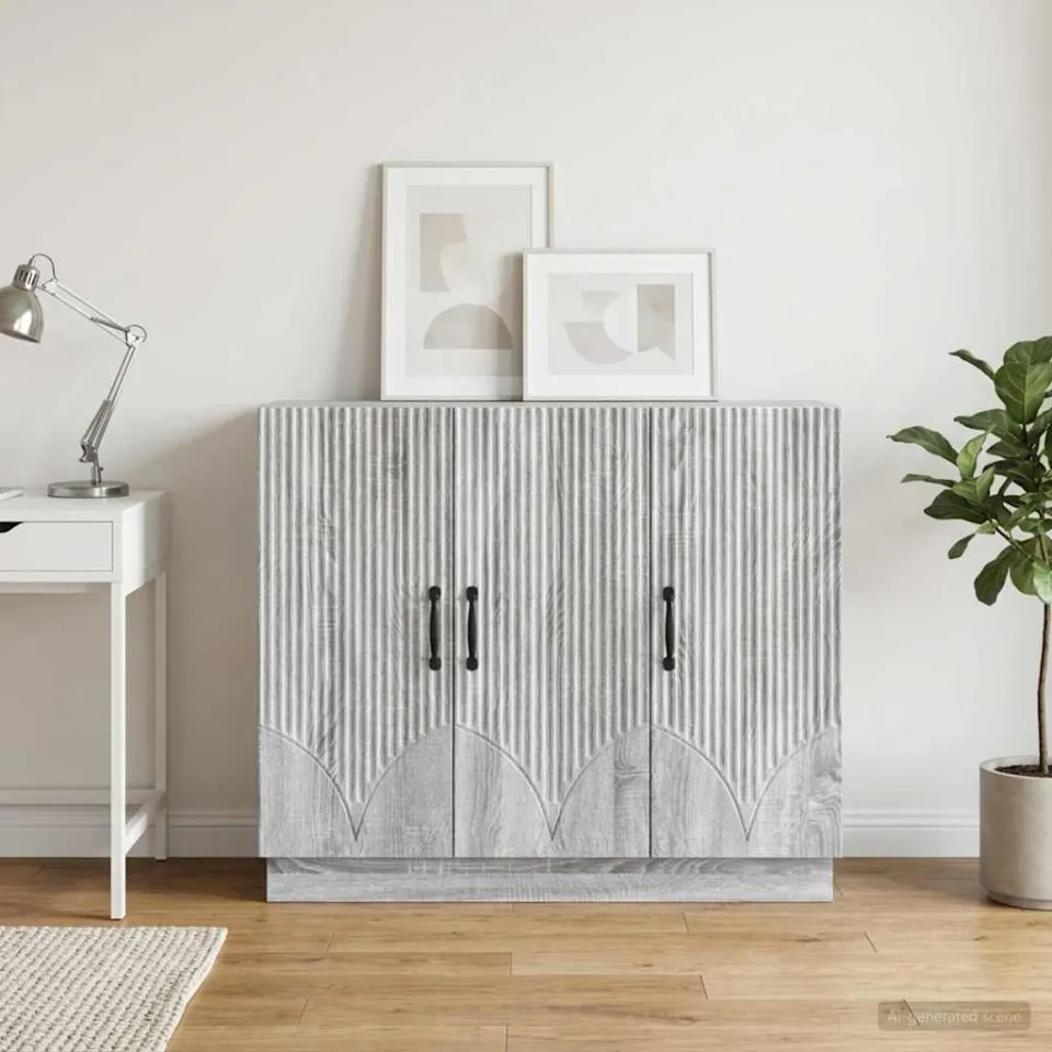 vidaXL Dressoir Grijs sonoma 89 x 34,5 x 77 cm Bewerkt hout, foto 3