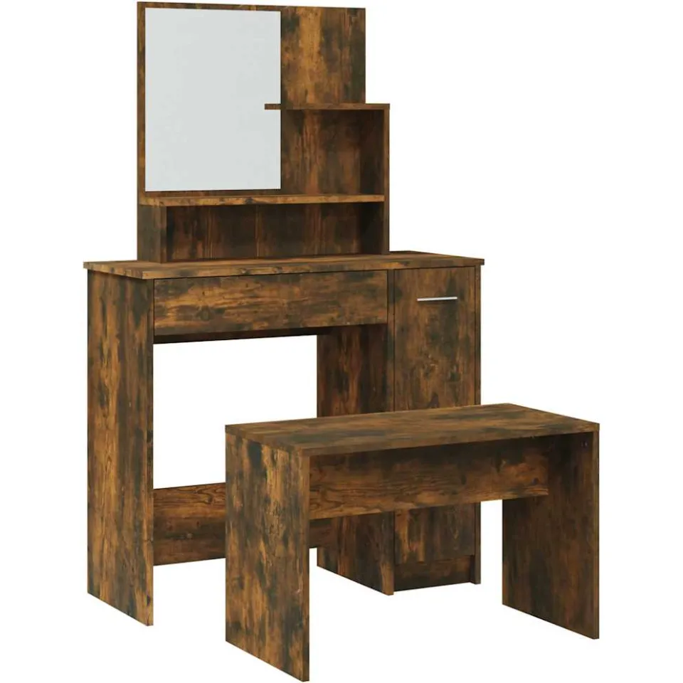 vidaXL Kaptafelset 86,5x35x136 cm gerookt eiken, foto 3