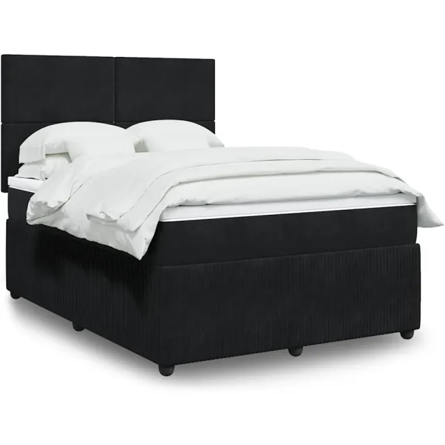 vidaXL Boxspring met matras fluweel zwart 160x200 cm