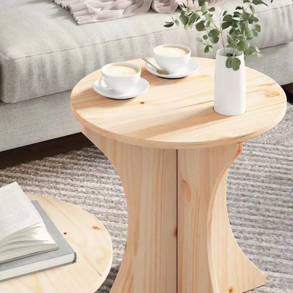 vidaXL Salontafel 2 st Naturel 46 x 46 x 47 cm Massief grenenhout, foto 3