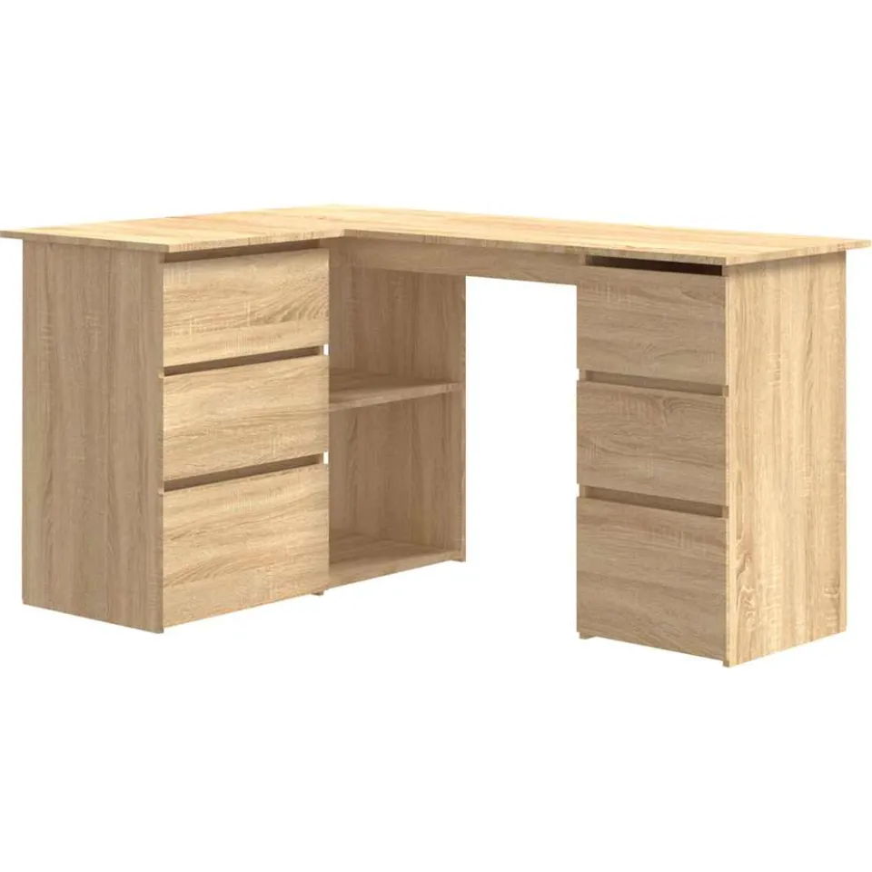 vidaXL Hoekbureau 145x100x76 cm bewerkt hout sonoma eikenkleurig, foto 3