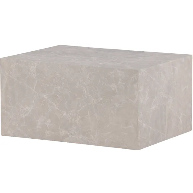 Nest living Zayn houten marmerlook salontafel grijsbeige - 80 x 60 cm