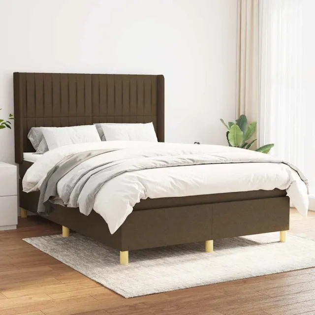 vidaXL Boxspring met matras stof donkerbruin 140x190 cm bruin