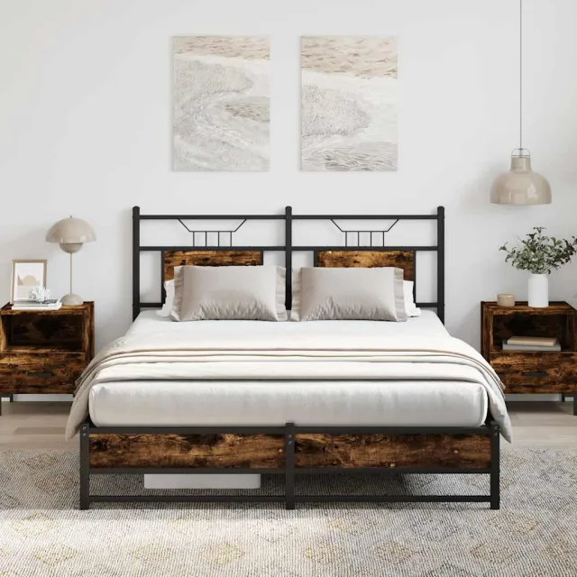 vidaXL Bedframe zonder matras hout gerookt eikenkleurig 137x190 cm