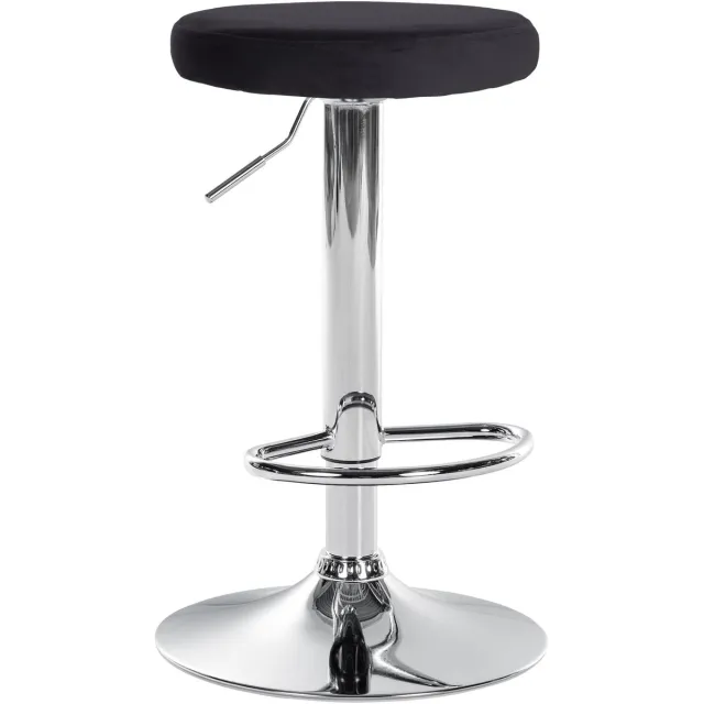 Luxe Comfort Barkruk - Verstelbaar - Fluweel - Zwart chroom/zwart