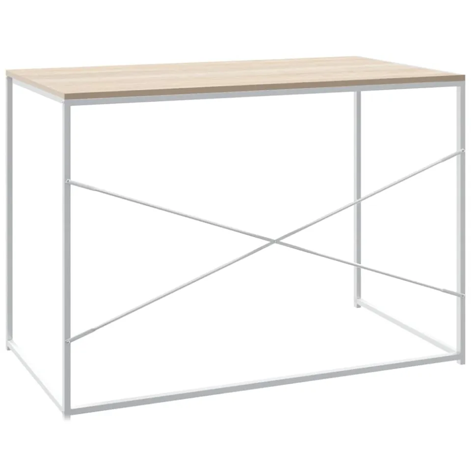 vidaXL Computerbureau 110x60x70 cm bewerkt hout wit en eikenkleurig, foto 4