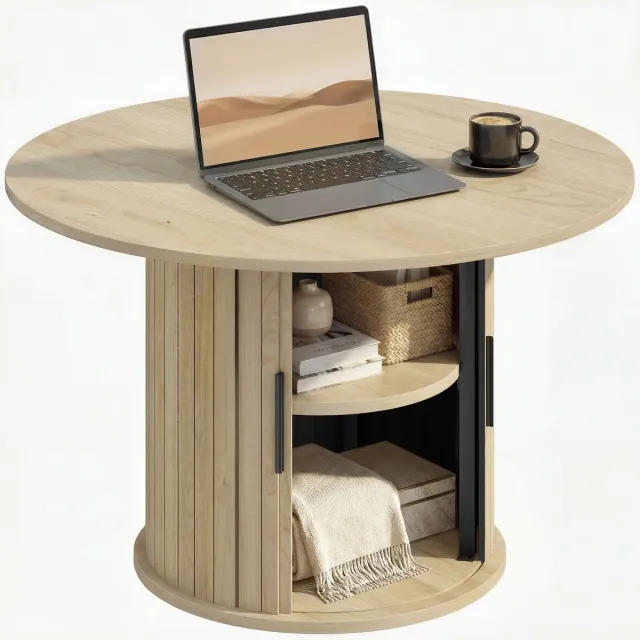 Homcom Salontafel - MDF, Staal - 80 x 80 x 50 cm - Natuurlijke houtafwerking natuurlijk hout