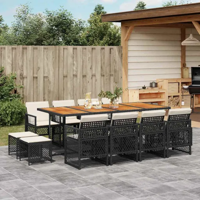 vidaXL 13-delige Tuinset met kussens poly rattan zwart, foto 2