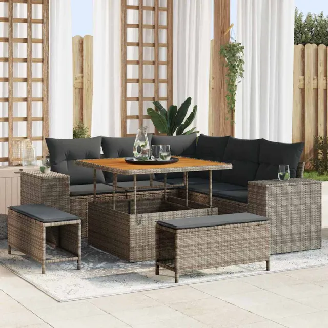 vidaXL Tuin Sofa Set 8 st Grijs poly rattan, foto 2