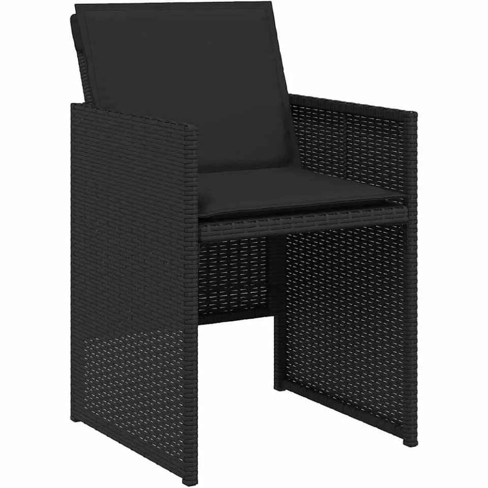 vidaXL 11-delige Tuinset met kussens poly rattan zwart, foto 4
