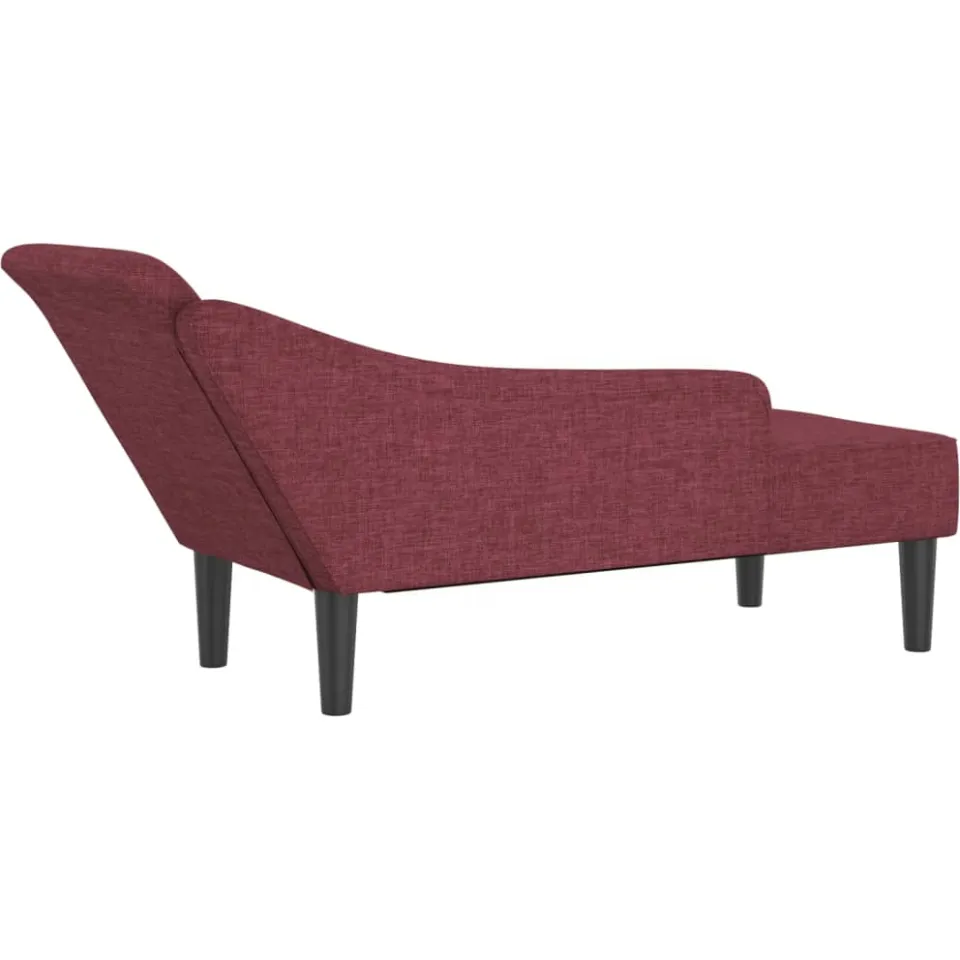 vidaXL Chaise longue met kussens stof wijnrood, foto 4