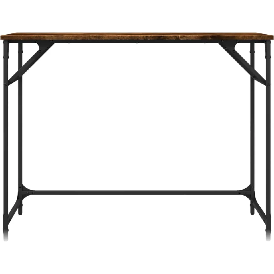vidaXL Bureau 100x45x76 cm hout en gepoedercoat staal gerookt eiken, foto 4