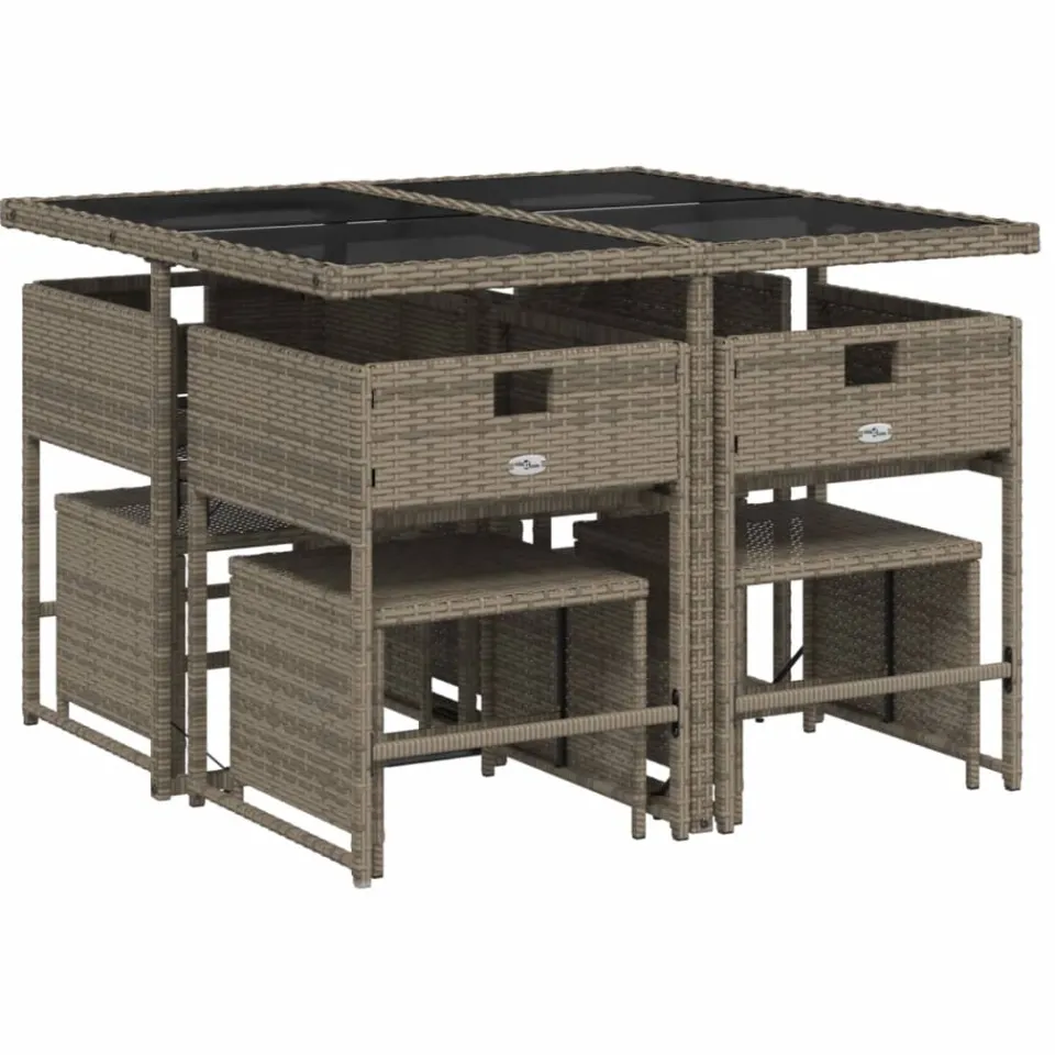 vidaXL 9-delige tuinset met kussens, grijs polyrotan, foto 4