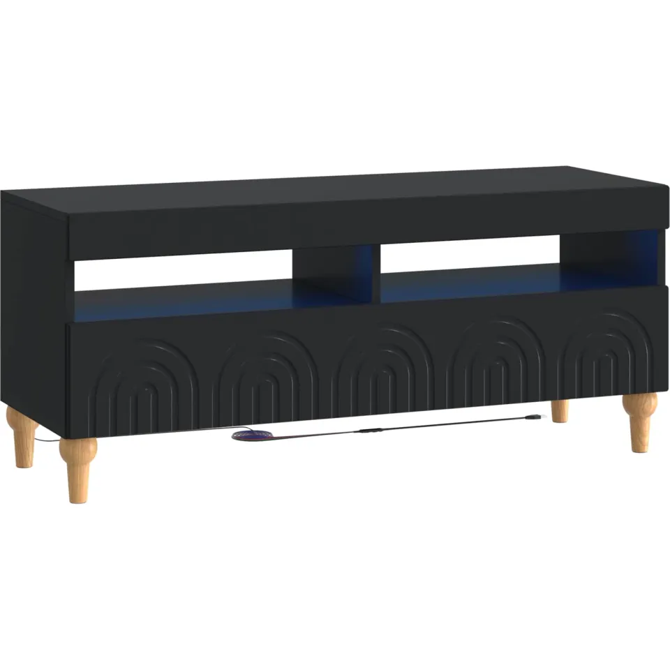 vidaXL LED tv-meubel ALKMAAR 100 x 35 x 43 cm Zwart Bewerkt hout, foto 3