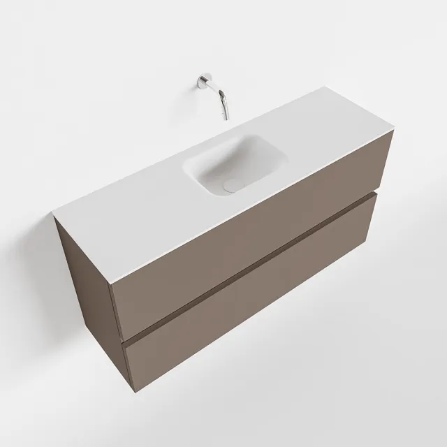 Mondiaz ADA 100cm toiletmeubel smoke. LEX wastafel talc midden zonder kraangat