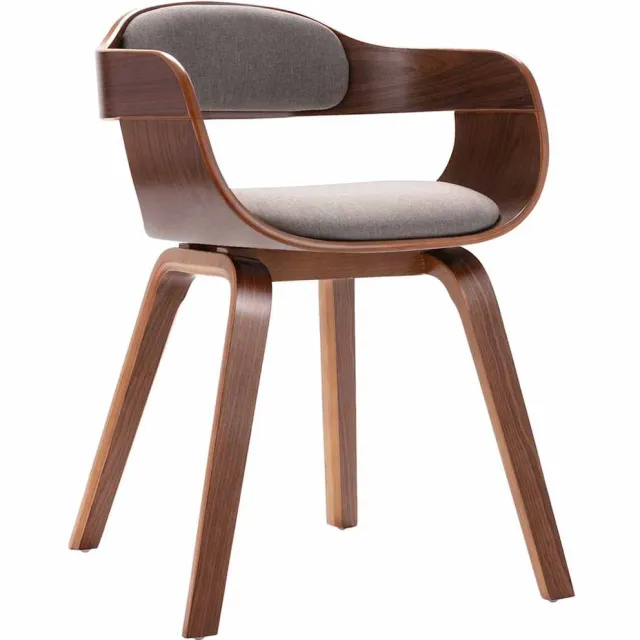 vidaXL Eetkamerstoel gebogen hout en stof taupe