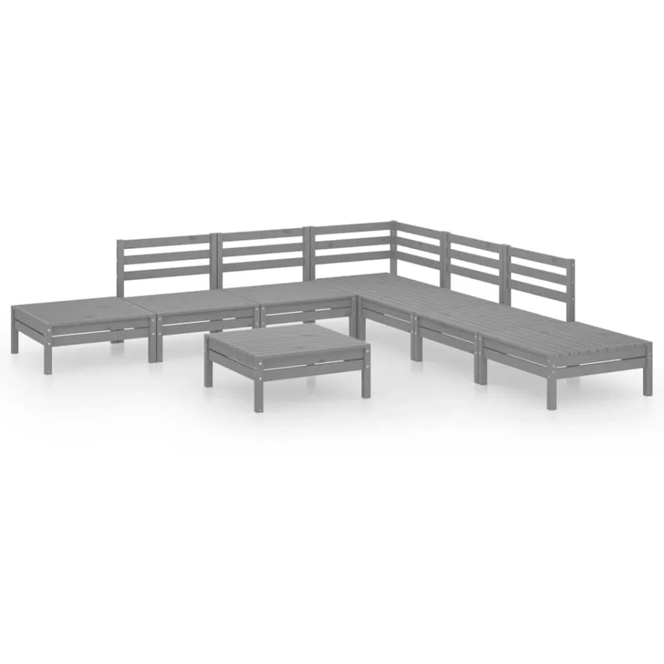 vidaXL 8-delige Loungeset massief grenenhout grijs, foto 3
