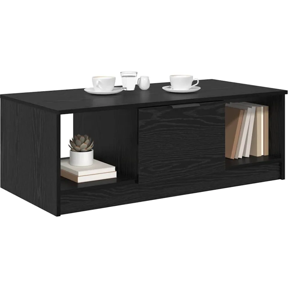 vidaXL Salontafel Zwart Eiken 102 x 50 x 36cm Bewerkt hout