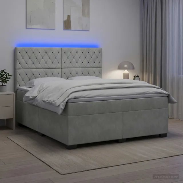 vidaXL Boxspringbed met matras Lichtgrijs 180 x 200 cm Fluweel