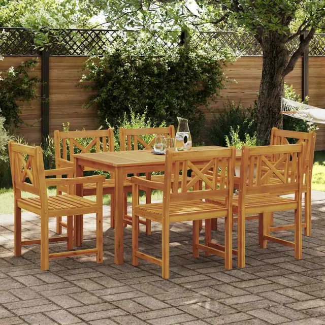 vidaXL Tuin eettafelset 7 st Bruin Massief Acaciahout