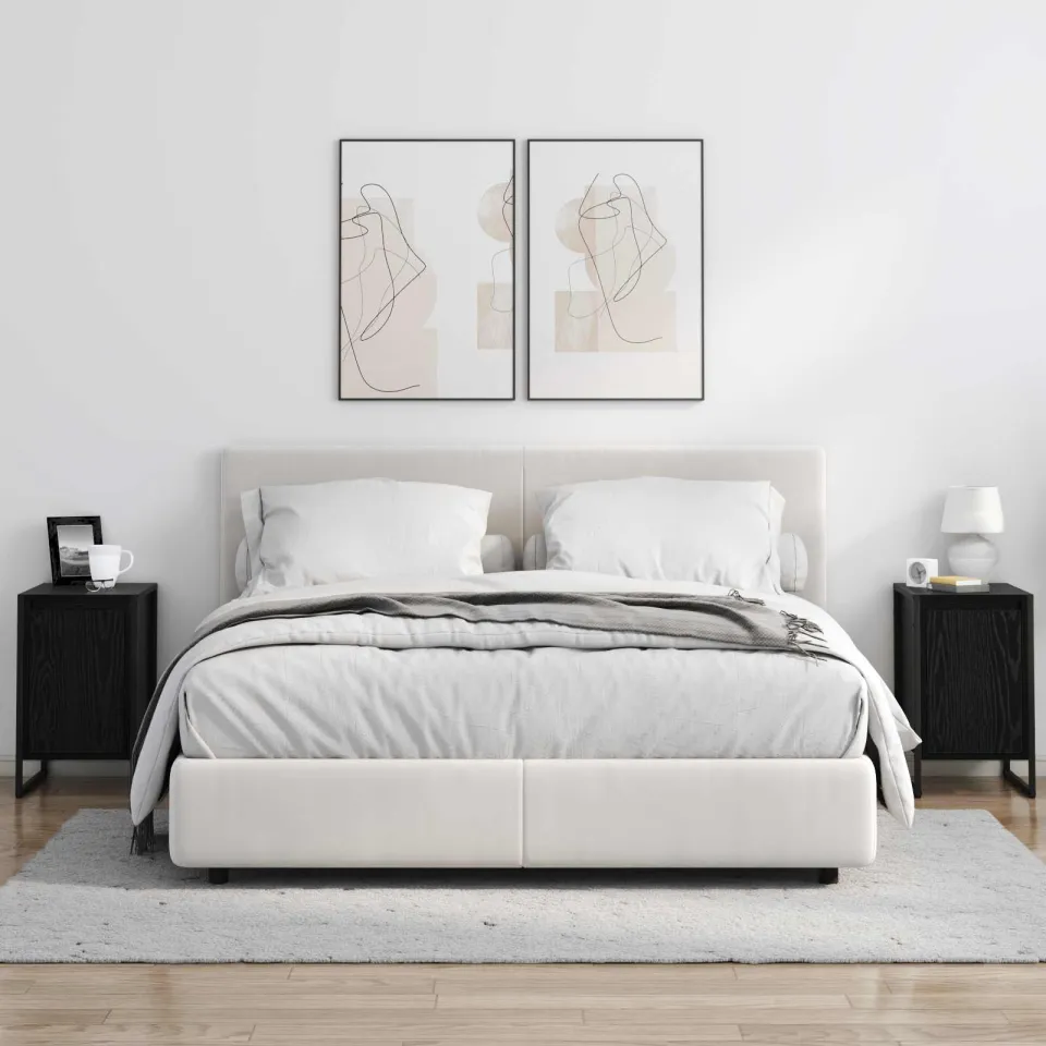 vidaXL Nachtkastje 2 st Zwart Eiken 39,5 x 30 x 50 cm Bewerkt hout, foto 4