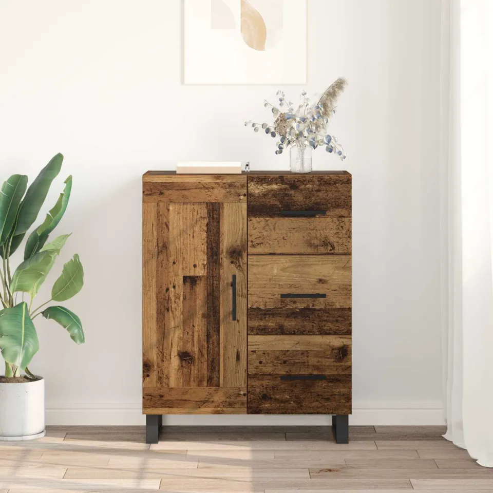 vidaXL Dressoir Oud Hout 69,5 x 34 x 90 cm Gemonteerd hout en ijzer bruin, foto 3