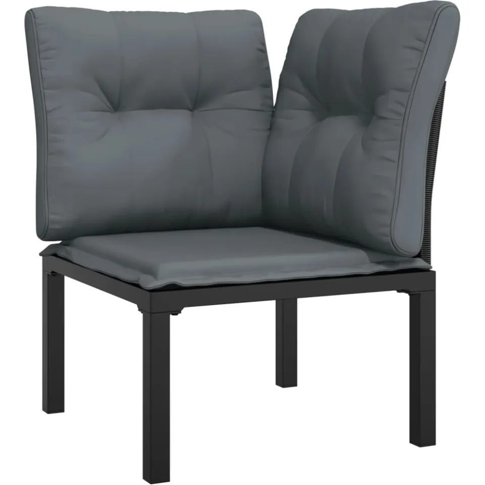 vidaXL 7-delige Loungeset poly rattan zwart en grijs, foto 3
